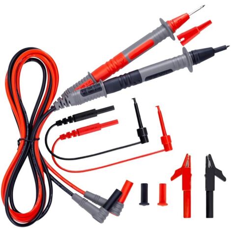 Kit de Fils de Test en Silicone Souple CAT III 1000V CAT IV 600V avec Pinces Croco et Pointes pour Multimètre (1/4)