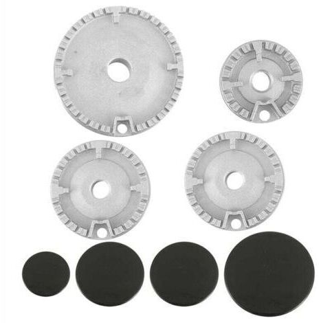 Kit de remplacement de 8 couronnes de brûleurs à gaz pour plaques de cuisinière et fours, capuchons de flamme universels (1/4)