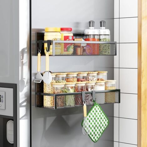 Étagères Magnétiques Frigo 2 Niveaux avec Crochets pour Rangement Cuisine (1/4)