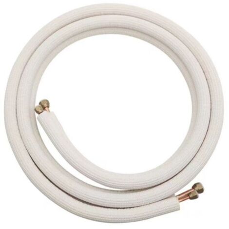 Prêt À Poser Liaison Bi Tube Frigorifique 1/4 3/8 Cuivre 3m Avec Raccords Pour Climatisation Diam 6+10mm