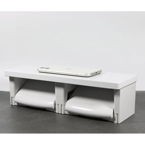 Porte-Rouleaux Papier Toilette Mural avec Étagère de Rangement en ABS - Double (1/4)