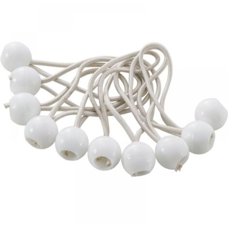 Attaches rapides pour bâches, 10 cordons blancs [200mm] pour ranger les fixations de tente en cordon extensible. (1/4)