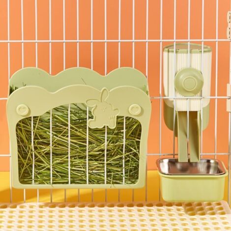 Mangeoire 3 en 1 pour Lapin Cochon d'Inde Chinchilla Râtelier Foin Suspendu Gamelle Entonnoir