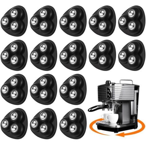Lot de 24 roulettes adhésives pivotantes 360° pour électroménager – universelles, noires, 3 billes acier (1/4)