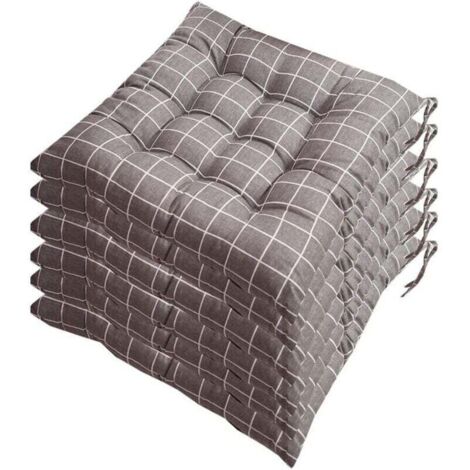 Lot de 6 galettes de Chaise 40x40, Coussin décoratif Coussin Coussin de Chaise Coussins de Jardin 12 surpiqûres en Un Motifs différents, Polyester (A) (1/4)