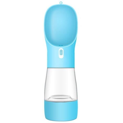 Gourde Portable pour Animaux 258 ml avec Réservoir de Collations Bleu (1/4)
