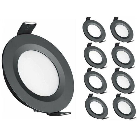 8 Spots LED Encastrables 12V 3W 3200K pour Camping-car Bateau Caravane Van Yacht Blanc Chaud Noir (1/4)