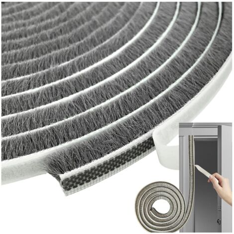 Joint d’étanchéité en aluminium pour fenêtres coulissantes, bande en poil synthétique anti-vent, anti-choc et insonorisante pour vitrage et cadre de fenêtre, largeur 9 mm, longueur 10 m (1/4)