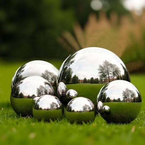 Lot de 6 Boules Facettées en Acier Inoxydable 50-150 mm pour Jardin Extérieur et Intérieur Ortviai