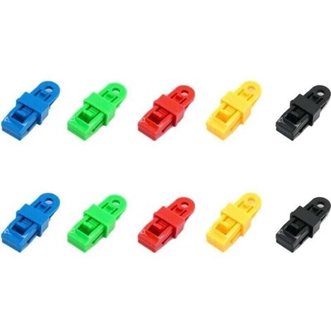 Jeu de 10 Pince pour bache,Clips/Attache /tendeur Elastique de bache,poignée de Verrouillage Robuste et réglable pour bâche et Toile d'ombrage(10pc) (1/4)