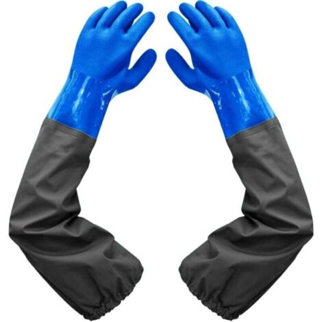 Gants de Nettoyage Étanches 26 Pouces, Doublure Floquée et Poignets Élastiques pour Industrie Chimique, Agriculture et Pêche Ortviai (1/4)