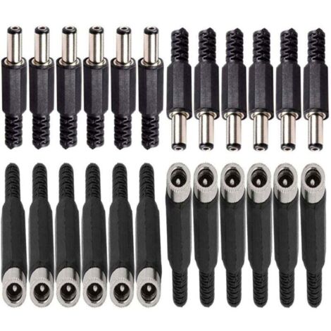 12 Pcs connecteurs DC Montage Panneau Prise 2,1mm x 5,5 mm/2,5mm x 5,5 mm,12 Prise connecteur Femelle 5,5 mm x 2,5 mm /2,1mm x 5,5 mm (1/3)