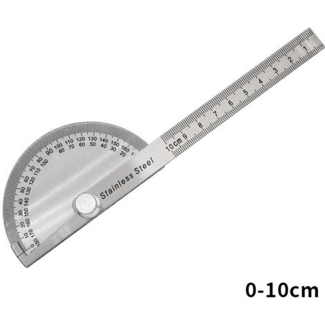 Rapporteur en Acier Inoxydable 0-180° Bras Réglable Règle de Mesure 100 mm Dessin et Peinture (1/4)
