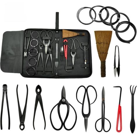 Kit de 12 outils de jardinage pour bonsaï, ensemble de tailles pour plantes et jardins en acier au carbone, ciseaux et kit pour bonsaï (1/4)