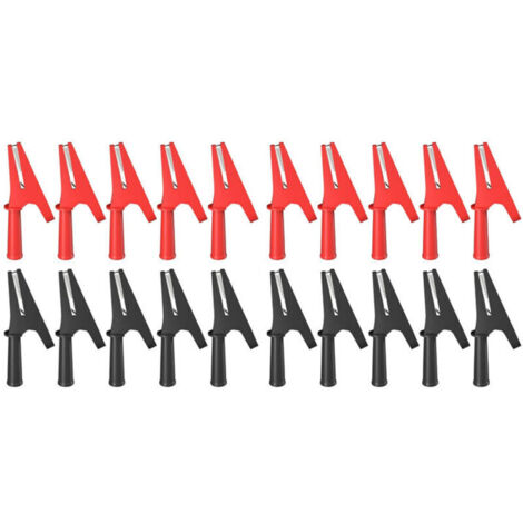 Pince Crocodile Isolée 30A 20 Pièces Prise Banane 4mm Test Batterie Auto Rouge Noir (1/4)