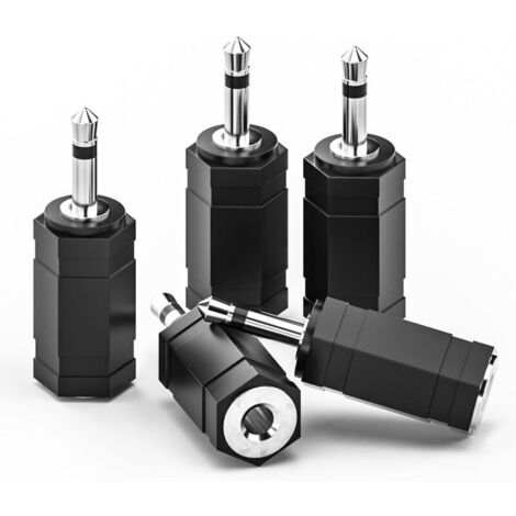 Adaptateur Mono Stéréo 3,5 mm Lot de 5 Prises Jack Mâle Femelle TRS pour Casque Radio (1/4)
