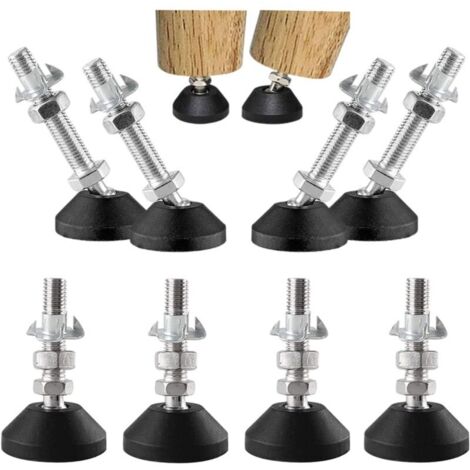 Lot de 8 Pieds Réglables M10 pour Meubles Hauteur 50 mm Support Jusqu'à 450 kg