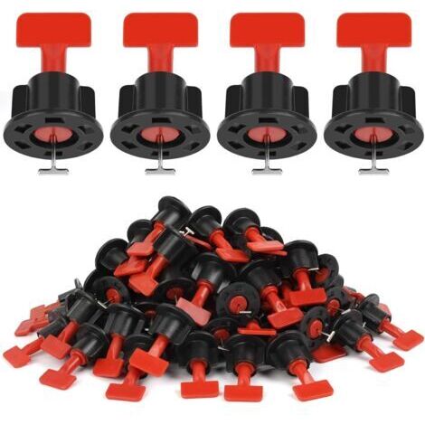 Kit de nivellement pour carrelage, 100 pièces, 1,5 mm, réutilisable, avec cales et broches interchangeables pour une pose précise du carrelage (1/4)