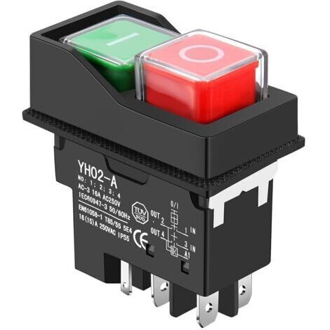 Interrupteur de sécurité électromagnétique étanche YH02 A KLD28 pour bétonnière et machines d’atelier, 5 broches, 200 V / 250 V, 16 A, IP55 (1/4)