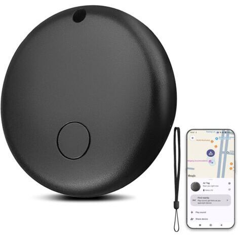 Noir, Traceur GPS pour voiture Smart Tag Android, fonctionne avec l’application Google Localiser (uniquement Android), localisateurs d’objets Bluetooth pour valises, portefeuilles, clés, sacs, bagages