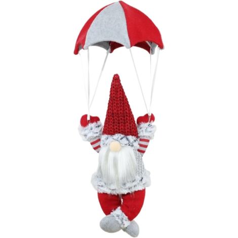 Décoration de Noël à suspendre à une fenêtre : vieil homme parachutiste sans visage (rouge, 1 pièce) (1/4)