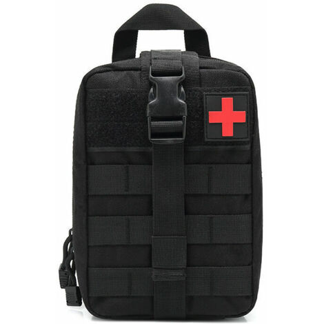 Trousse de premiers secours, trousse de survie, trousse de premiers secours, trousse médicale d'urgence de camping en milieu de travail noire (vide), (1/4)