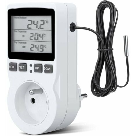 Prise Thermostat Programmable avec Sonde pour Chauffage Serre et Aquarium