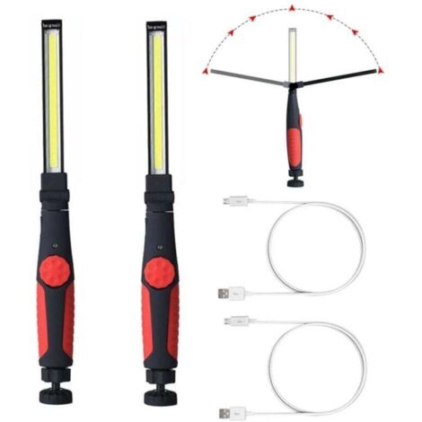 Baladeuse Chantier 2 Pièces 15W 700 Lumens Batterie 3000mAh Lampe COB Rouge (1/4)