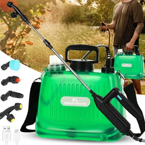 Pulvérisateur à batterie de 2 gallons, puissant pulvérisateur de jardin électrique avec 4 buses de brumisation, bandoulière réglable, poignée rechargeable et lance télescopique de 32 pouces pour pelou (1/4)