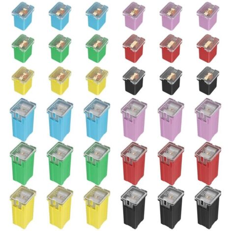36 fusibles automobiles standard et indépendants (20A, 30A, 40A, 50A, 60A, 80A) pour les fourgonnettes, berlines et SUV Ford, Chevrolet, GM, Nissan et Toyota.