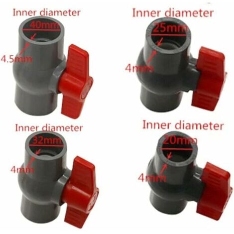 Robinets à tournant sphérique en PVC, robinets en plastique U-PVC, raccords droits pour le contrôle et l’arrêt du débit (Ø40 mm) (1/4)