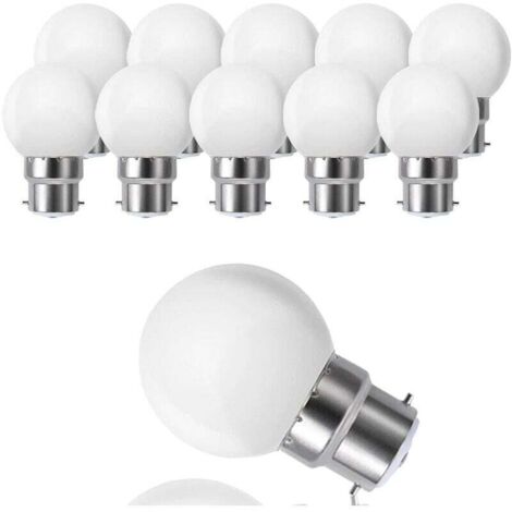 Lot de 10 ampoules LED B22 G45, blanc chaud 3500 K, 3 W G45, 180 lm, boîtier en polycarbonate mat, non graduable [Classe énergétique G] (1/4)