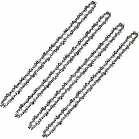 Chaîne de tronçonneuse 52 maillons, pas de 3/8" LP, jauge 0,50" (1,3 mm), faible rebond, lot de 4 chaînes pour guide-chaîne de 14" (35 cm) (1/4)