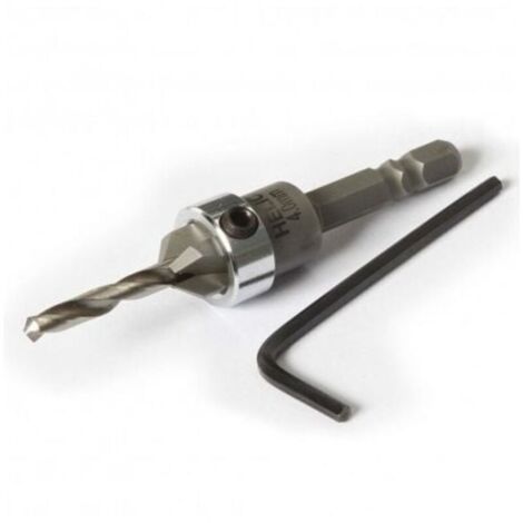 Mèche à bois de 4 mm avec fraise à chanfreiner, butée réglable pour vis inox de 5 mm, coupe nette sans éclat, adaptée aux bois durs (1/2)