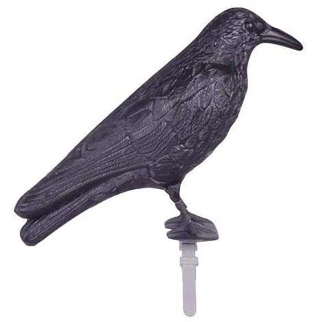 Esschert Design – Épouvantail corbeau réaliste en plastique – Répulsif pour pigeons – Poids léger 0,20 kg – Facile à installer avec fixation incluse (1/10)