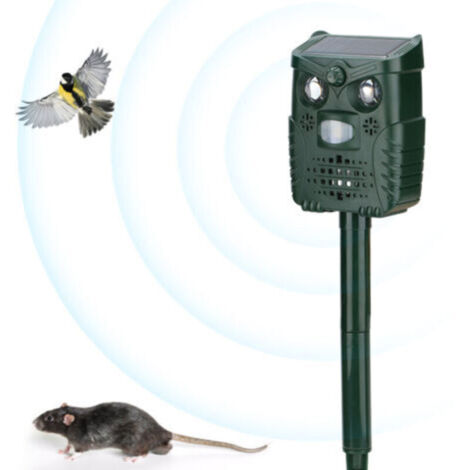 Nannigr Répulsif Chat Ultrason à Energie Solaire et Chargement USB, Imperméable, Lumière LED Puissante Répulsif pour Animaux, 4 Modes Réglable, Efficace Contre Les Chats, Rats, Chiens, Oiseaux, Renard
