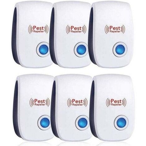 Répulsif ultrasons pour souris et rats – Lot de 6 – Fréquences 25 à 65 kHz – Couverture jusqu'à 120 m² – Non toxique et écologique (1/5)