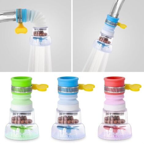 Robinet de cuisine rotatif et rétractable universel avec rallonge et filtre anti-éclaboussures pour évier et douche (1/4)