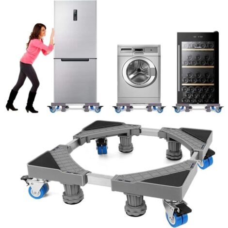 Support pour machine à laver et sèche-linge à 8 pieds avec 4 roulettes, socle réglable pour machine à laver (hauteur 45–68 cm), socle antichoc et antidérapant pour lave-linge (capacité de charge : 500 (1/4)