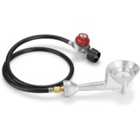 Tête de brûleur ronde en fonte haute pression, tête de brûleur au propane avec régulateur de propane haute pression réglable de 4 pieds 20 PSI avec tuyau et raccords en laiton