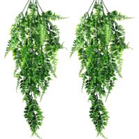 2 Pcs Lierre Artificielle Plantes Plante Tombante Fougère Artificielle Guirlande de Lierre Feuille Artificiel de Lierre pour Décoration Balcon Mur de Mariage Maison Jardin