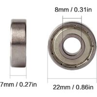 JTKREW 6 Roulements à Billes 608 ZZ – Acier, 8x22x7mm – Pour Skate, Longboard, Roller, Scooter