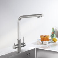 Robinet de cuisine, en T, rotatif à 360°, robinet haute pression, robinet d'eau potable à double pôle, robinet mélangeur 3 en 1 adapté aux systèmes d'osmose inverse et aux filtres à eau.