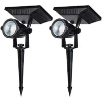 LED impermeabile luce solare da terra per giardino paesaggio prato faretto (2 pezzi luce calda)