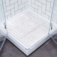 Tappetino antiscivolo per doccia, grande tappetino da bagno quadrato 7070 cm con ventose, tappetino da bagno antibatterico lavabile per doccia e vasca (bianco puro)