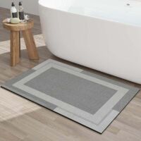 Tappetino da bagno sottile e antiscivolo con retro in gomma, ultrasottile, si adatta sotto la porta, facile da pulire, grigio, 60 x 40 cm