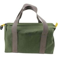 Borsa portautensili in tela con apertura larga da 12", grande capacità, piccola borsa per riporre chiavi, pinze e utensili (verde)