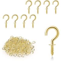 100 pezzi di piccoli ganci a vite, viti ad occhiello, mini viti per legno, ganci a vite, per appendere piante, decorazioni artistiche, chiavi, decorazioni natalizie (oro)