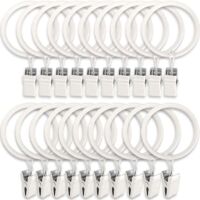 Confezione da 20 anelli per tende in metallo con clip, ganci per tende, fermatende, aste per tende, diametro interno 3,8 cm, bianco