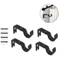 Supporti per aste per tende Premium - Confezione da 4 supporti da parete regolabili, supporti per aste per tende da 1 pollice (nero)